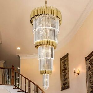 Everly Quinn Gold and Clear Crystal Chandelier